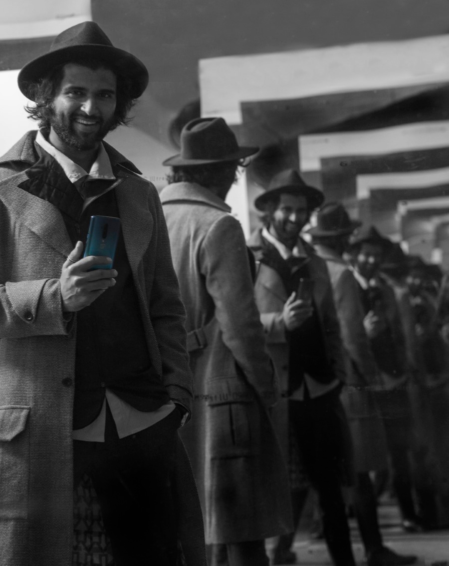 Vijay Deverakonda in black and white as part of massive OnePlus 7T Pro mirror influencer campaign